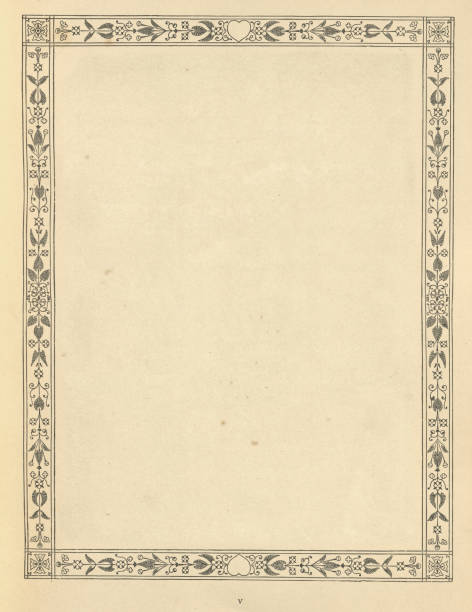 istock Ornate frame on a vintage sheet of paper, Victorian retro blank certificate 1296388621