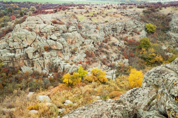 istock Aktovsky Canyon in Ukraine surrounded large stone boulders 1296389000