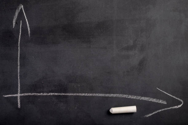 istock Writing chalk and graph on a black blackboard. Accessories for saving the lesson content at school. Dark background. 1296391370