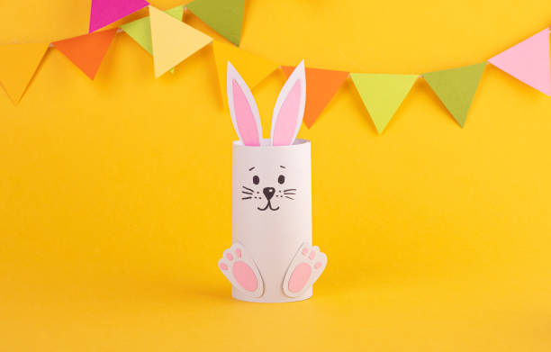istock Cute Easter bunny made of paper, handmade. Happy Easter 1296391469