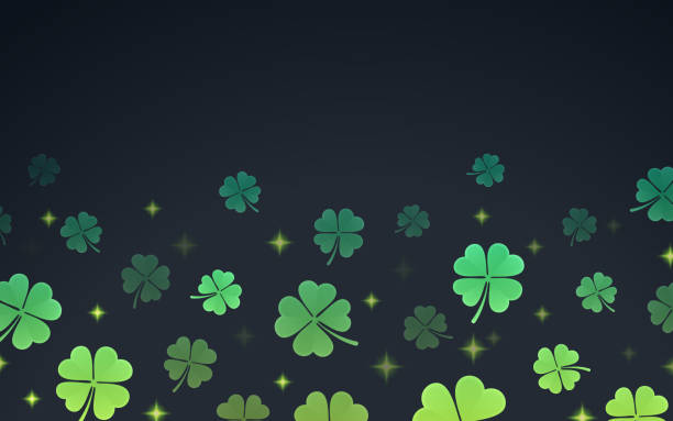 St. Patrick's Day four-leaf clover clover shamrock border pattern.
