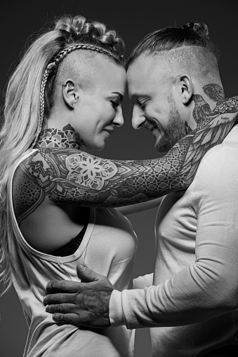 Viking couple in studio shot