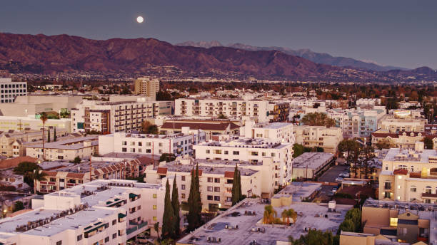 istock Full Moon Over North Hollywood - Drone Shot 1296396253