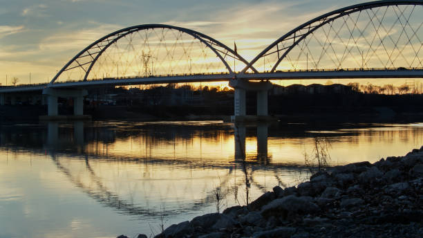 istock Low Drone Shot of Broadway Bridge, Little Rock 1296400377