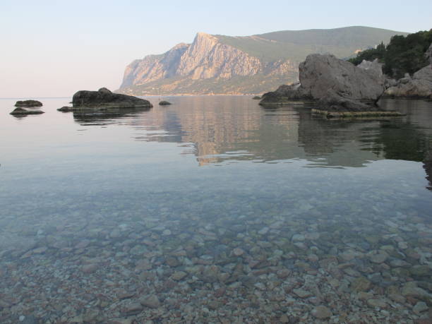 Gentle sunrise at sea, Laspi Bay, Crimea
