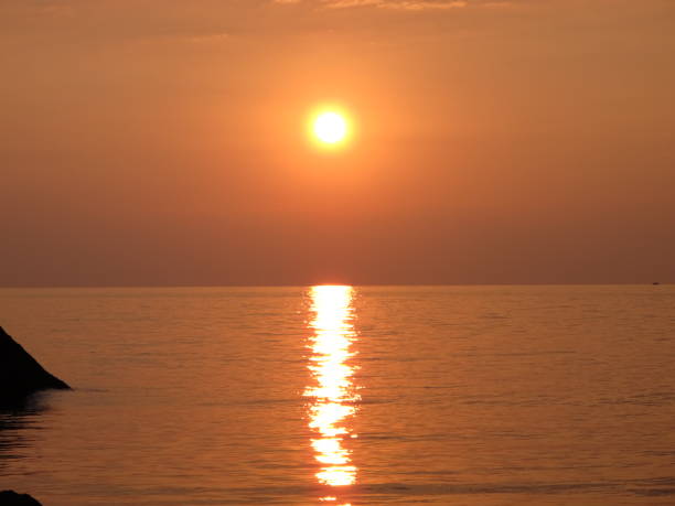 istock Bronze orange sunset on the sea coast on a summer evening 1296404434