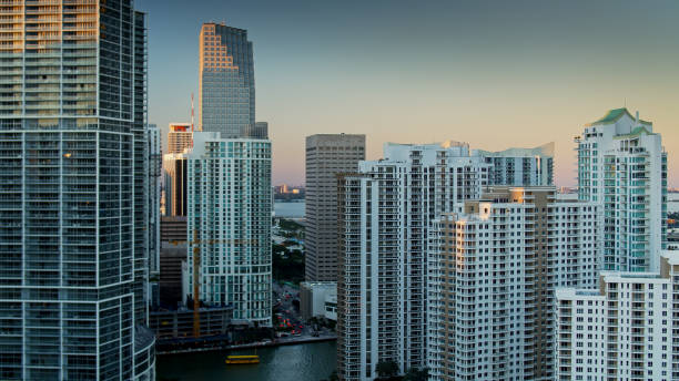 istock Towers on Brickell Key and Miami Mainland at Sunset 1296406692