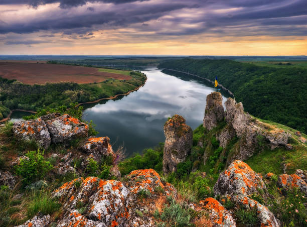 istock Beautiful spring landscape at sunrise. picturesque river canyon 1296406708