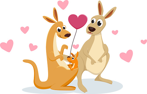 vector illustration of family kangaroo in love