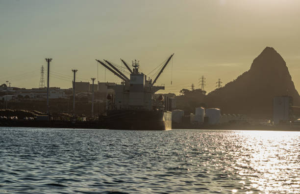 istock Ship anchored at Port Taranaki at sunset. 1296422087
