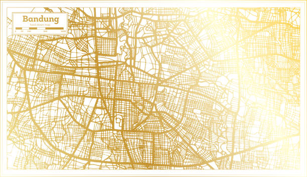 istock Bandung Indonesia City Map in Retro Style in Golden Color. Outline Map. 1296425747