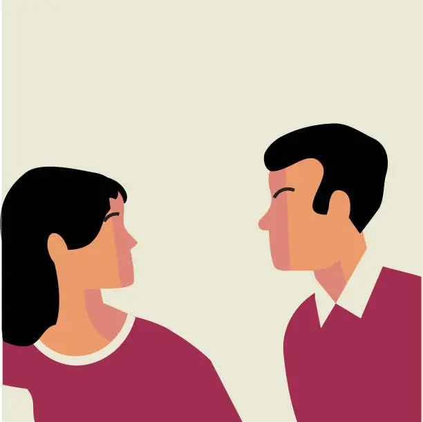 Vector illustration of Woman frightened by the advances of a partner or other male