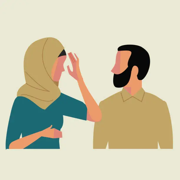 Vector illustration of Woman experiencing emotional abuse and intimidation by a man