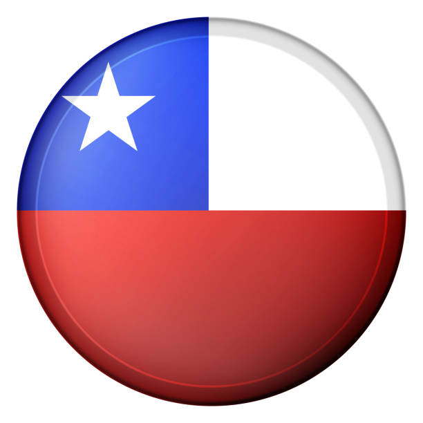 istock Glass light ball with flag of Chile. Round sphere, template icon. Chilean national symbol. Glossy realistic ball, 3D abstract vector illustration highlighted on a white background. Big bubble. 1296439267