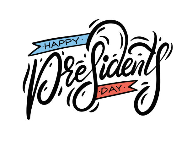 Happy Presidents day lettering phrase. Colorful vector illustration. Happy Presidents day lettering phrase. Colorful vector illustration. Isolated on white background. presidents day logo stock illustrations