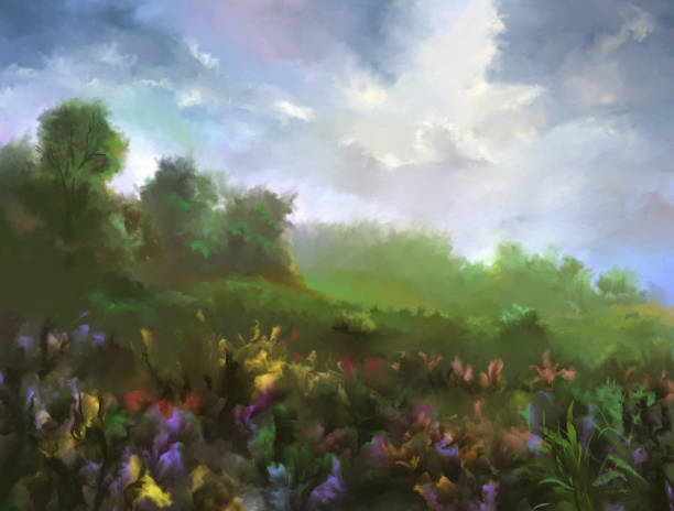 istock Summer oil painting landscape 1296441183