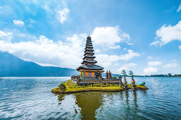 Pura ulun danu bratan temple in Bali, Indonesia, seen at summer.