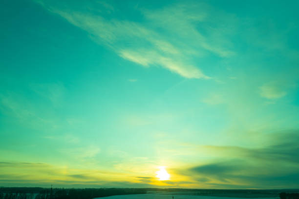 Beautiful textured sky with clouds at sunset. Nature