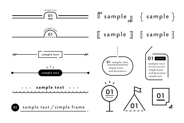 eine reihe von einfachen designs wie rahmen, dekorationen, grenzen, ballons, trennwände, etc. - parentheses stock-grafiken, -clipart, -cartoons und -symbole