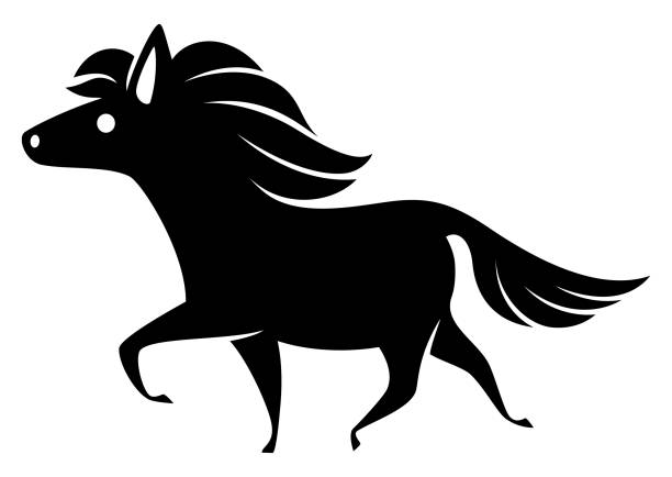 illustrations, cliparts, dessins animés et icônes de symbole de fonctionnement de cheval - running horses