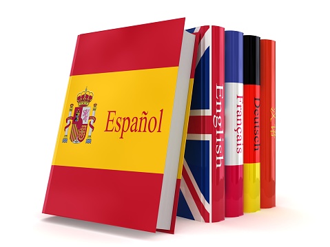 Spanish passport isolated on white background. Copy space. High resolution 42Mp studio digital capture taken with Sony A7rII and Sony FE 90mm f2.8 macro G OSS lens