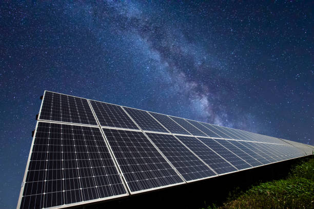 istock Solar photovoltaic panels and the Milky Way 1296461237