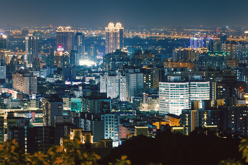 City night view of Taoyuan City, Taiwan