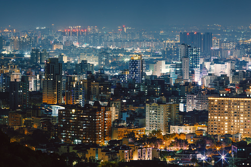 City night view of Taoyuan City, Taiwan