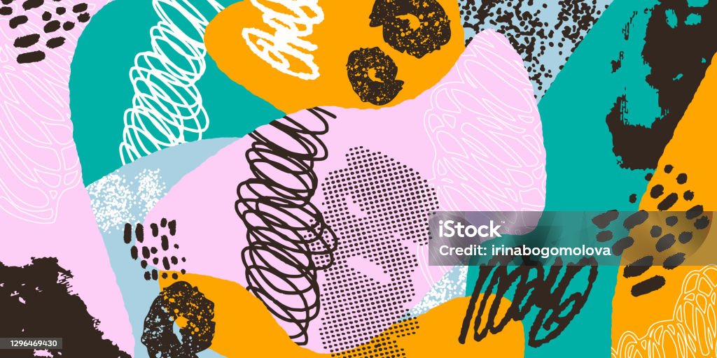 Collage Header Image Colorful Background Header Collage With Different Shapes And Textures ...