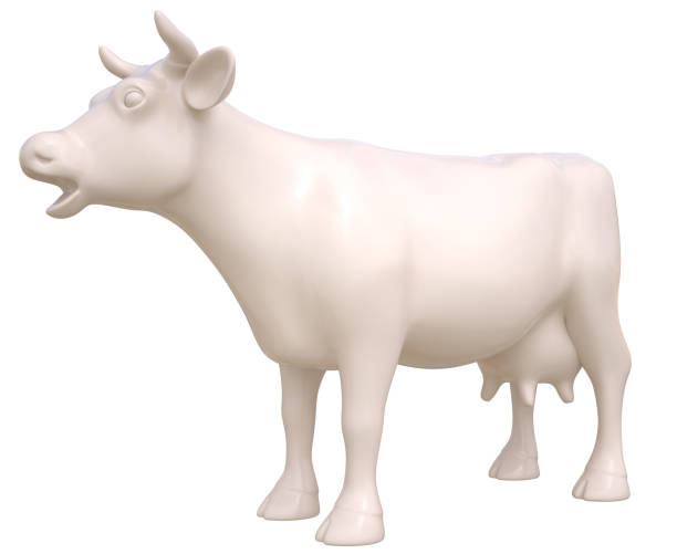 istock Creamy milky cow on white background 1296470296