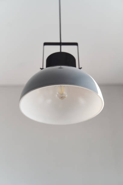 istock Modern gray loft chandelier. Loft style incandescent lamp 1296470712