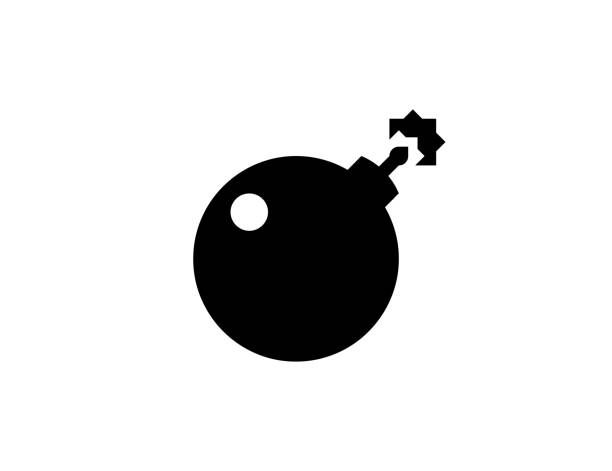 ikona wektora bomby. izolowany symbol płaskiej ilustracji wybuchu bomby - wektor - weapon dynamite cannon rocket launcher stock illustrations