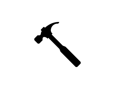Hammer vector icon. Isolated Claw Hammer with wooden handle flat illustration symbol - Vector