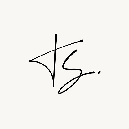 T S TS monogram . Ts minimalist handwriting initials or icon in a handwritten style. Black and white minimalist vector illustration.