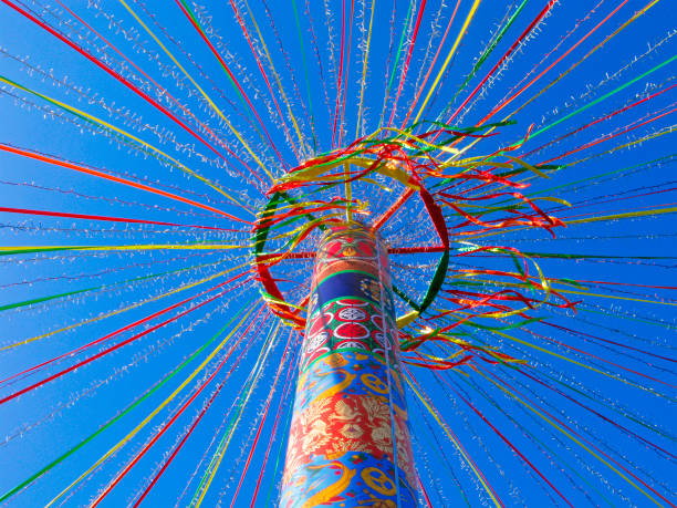 istock Holiday events, ribbons and garlands on decorative pole 1296475818