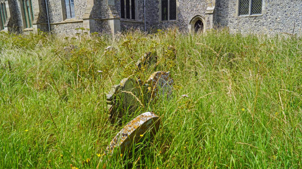 Graveyard with ancient tombs at St. Andrew's Church in Gorleston-on-Sea.