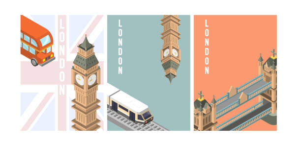 isometrischen berühmten ort in london tower bridge, vektor-illustration - big ben isometric london england famous place stock-grafiken, -clipart, -cartoons und -symbole