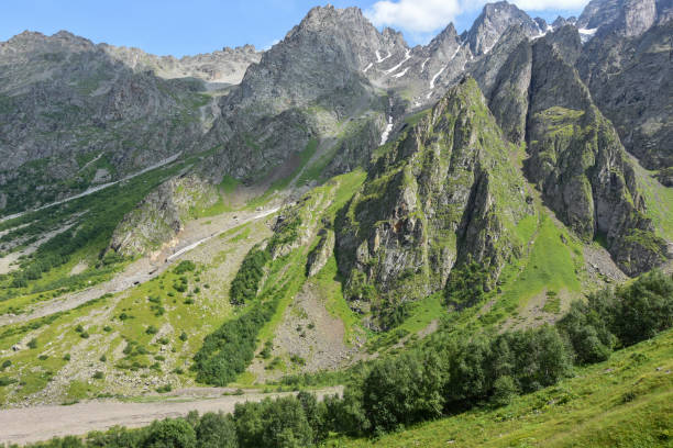 Tseyskoe gorge on a sunny summer day, Russia, North Ossetia. stock photo