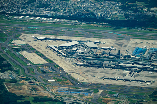 Narita International Airport (taken from an airplane). Shooting Location: Chiba Prefecture
