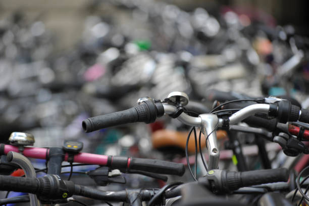 closeup of bike share on seaside