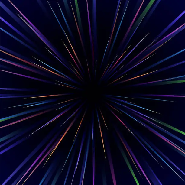 Vector illustration of Futuristic illustration - Multi-colored rays at high speed.