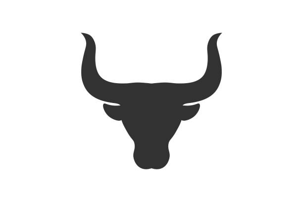 황소의 머리. 간단한 아이콘. 그래픽 디자인을 위한 플랫 스타일 요소입니다. 벡터 eps10 그림입니다. - texas longhorn cattle bull horned cattle stock illustrations