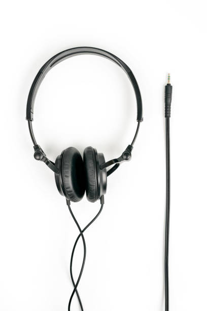 istock Black headphones on white background 1296500442