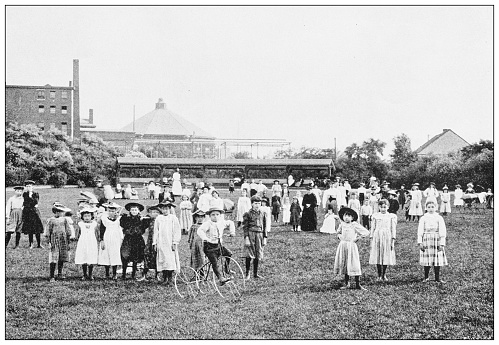 Antique black and white photograph of Boston, Massachusetts: Playground, Charlesbank