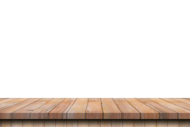istock Empty wood table on isolate white background and display montage with copy space for product. 1296503534