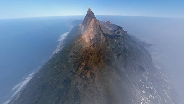 paisaje volcánico aéreo ultra gran angular en el parque nacional del teide, tenerife, islas canarias, españa - tenerife spain national park canary islands fotografías e imágenes de stock