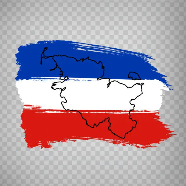 Vector illustration of Flag of  Schleswig-Holstein from brush strokes. Germany. High quality map and flag Schleswig-Holstein for your web site design, app  on transparent background.  EPS10.