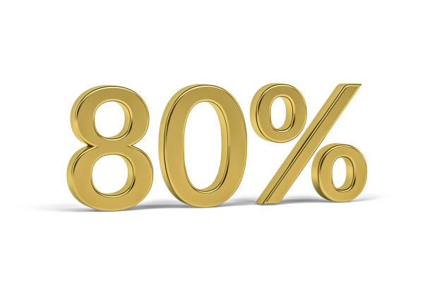 istock Golden digit eighty with percent sign 1296509478