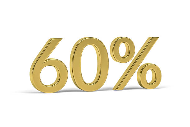 istock Golden digit sixty with percent sign 1296509506