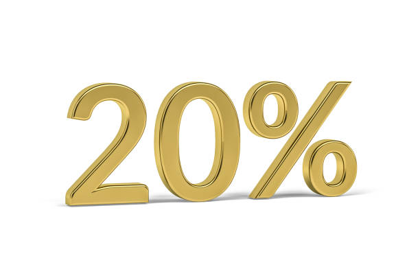 istock Gold digit twenty with percent sign 1296509538